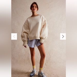 Free People Cream Oversized Sweatshirt